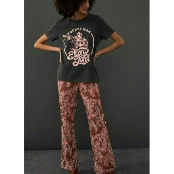 Anthropologie Pink and Brown Patterned Pants - Picture 2 of 11